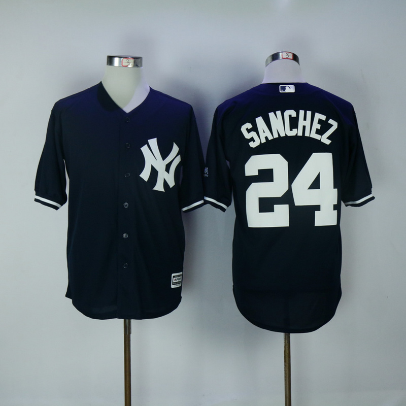 2017 MLB New York Yankees #24 Gary Sanchez Blue Game Jerseys->new york yankees->MLB Jersey